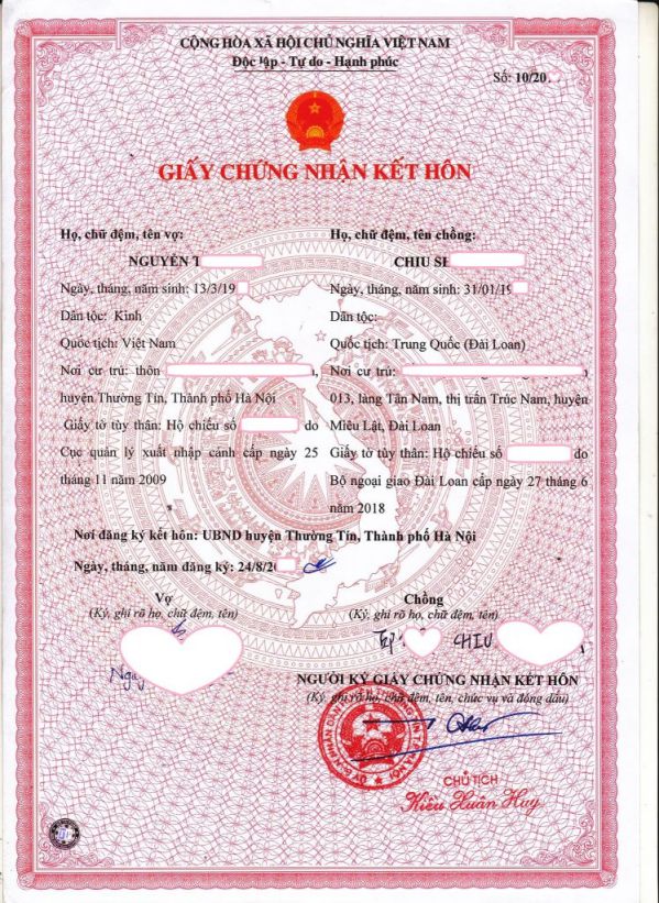 Mẫu giấy đăng ký kết hôn làm tại Làm Bằng Nhanh
